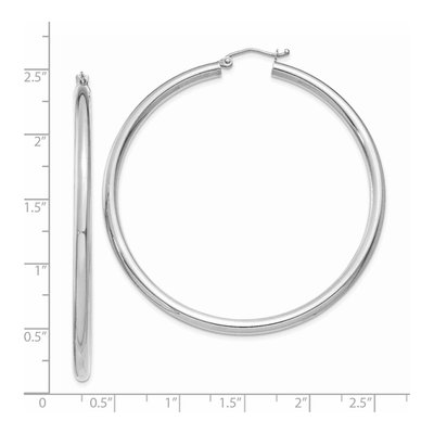 14K White Gold 55mm Tube Hoop Earrings – view 5