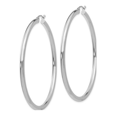 14K White Gold 60mm Tube Hoop Earrings – view 2