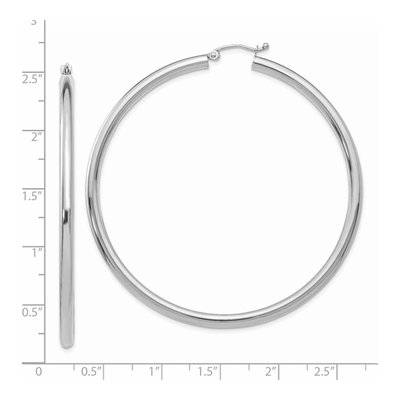 14K White Gold 60mm Tube Hoop Earrings – view 4