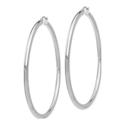 14K White Gold 65mm Tube Hoop Earrings – view 3