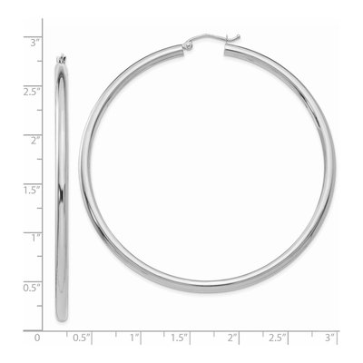 14K White Gold 65mm Tube Hoop Earrings – view 5
