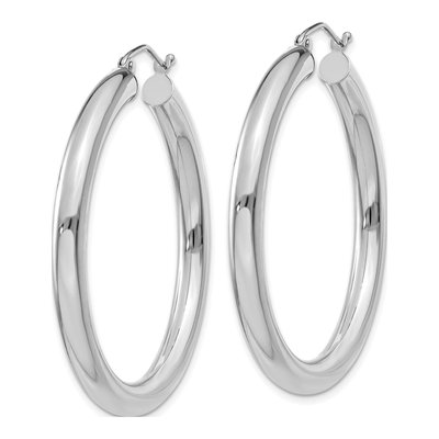14K White Gold 40mm Tube Hoop Earrings – view 3