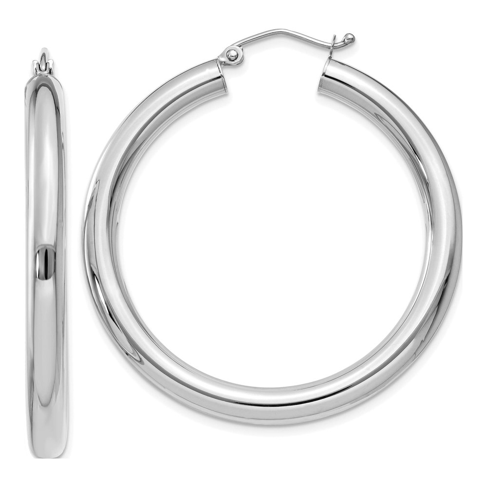 14K White Gold 40mm Tube Hoop Earrings