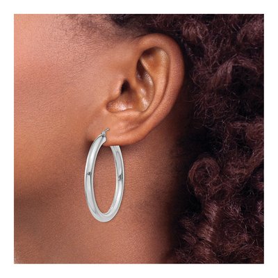 14K White Gold 40mm Tube Hoop Earrings – view 4