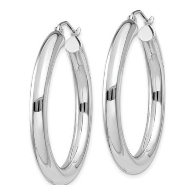 14K White Gold 35mm Tube Hoop Earrings – view 3