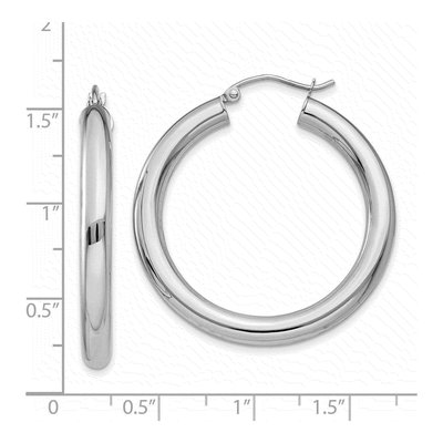 14K White Gold 35mm Tube Hoop Earrings – view 5