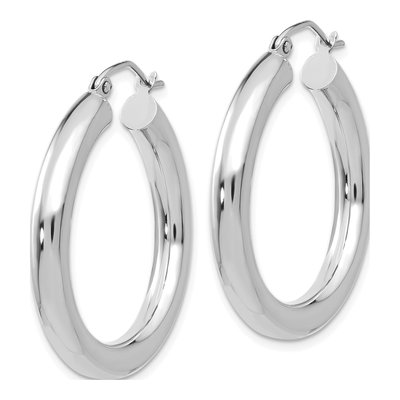 14K White Gold 30mm Tube Hoop Earrings – view 3