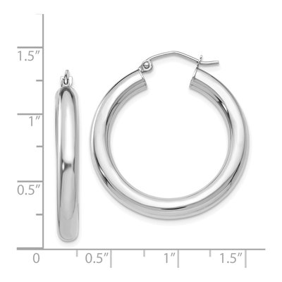 14K White Gold 30mm Tube Hoop Earrings – view 5