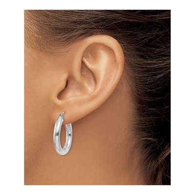 14K White Gold 25mm Tube Hoop Earrings – view 4