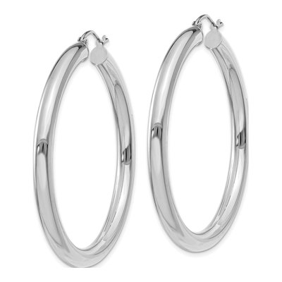 14K White Gold 45mm Tube Hoop Earrings – view 3