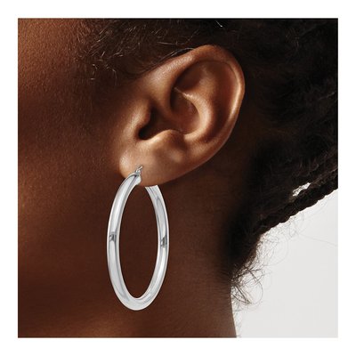 14K White Gold 45mm Tube Hoop Earrings – view 4