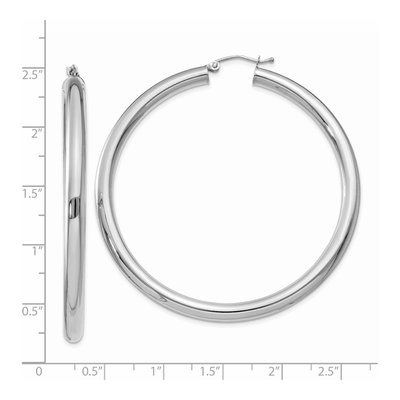 14K White Gold 55mm Tube Hoop Earrings – view 5