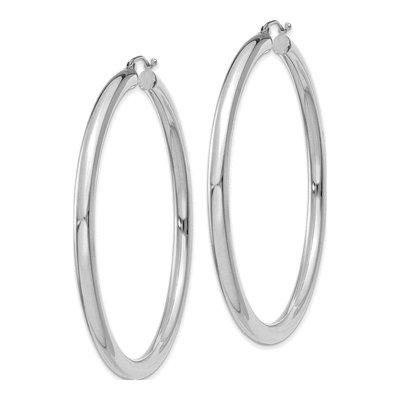 14K White Gold 60mm Tube Hoop Earrings – view 3