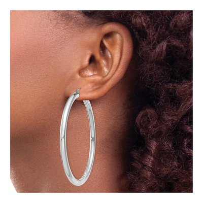 14K White Gold 60mm Tube Hoop Earrings – view 4