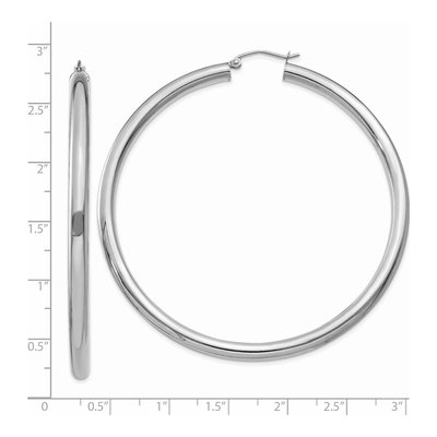 14K White Gold 65mm Tube Hoop Earrings – view 5