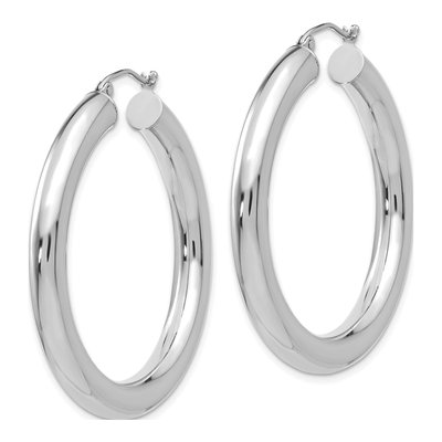 14K White Gold 40mm Tube Hoop Earrings – view 3