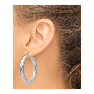14K White Gold 40mm Tube Hoop Earrings – view 4