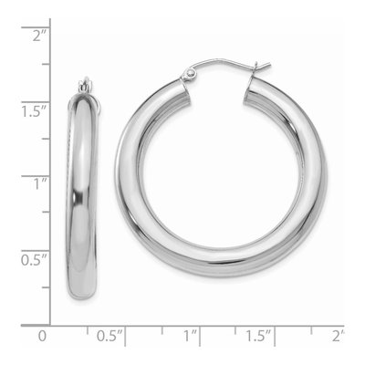 14K White Gold 35mm Tube Hoop Earrings – view 5