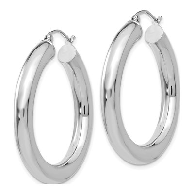 14K White Gold 35mm Hoop Earrings – view 2