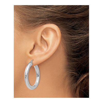 14K White Gold 35mm Hoop Earrings – view 3