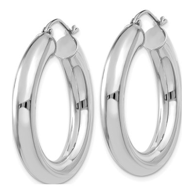 14K White Gold 30mm Tube Hoop Earrings – view 2