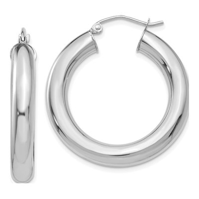 14K White Gold 30mm Hoop Earrings