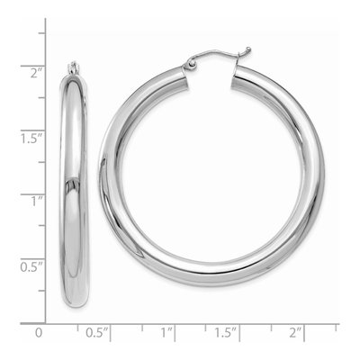 14K White Gold 45mm Tube Hoop Earrings – view 5
