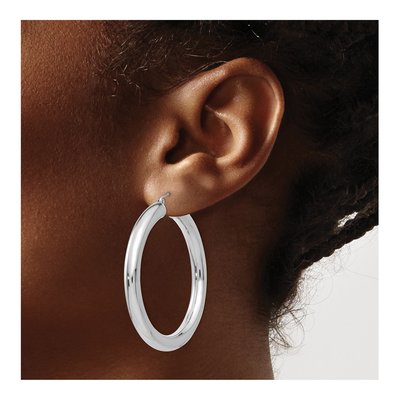 14K White Gold 45mm Hoop Earrings – view 4