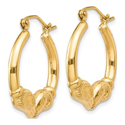 14K Yellow Gold Ram Hoop Earrings – view 3