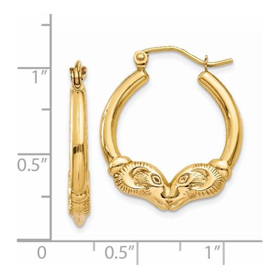 14K Yellow Gold Ram Hoop Earrings – view 5