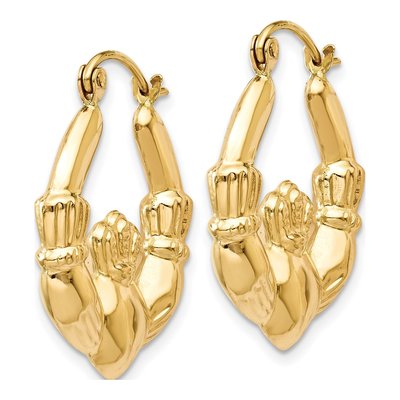 14K Yellow Gold Claddagh Hoop Earrings – view 3