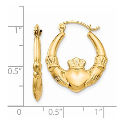 14K Yellow Gold Claddagh Hoop Earrings – view 5