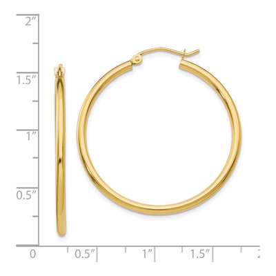 14K Yellow Gold 35mm Tube Hoop Earrings – view 5