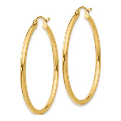 14K Yellow Gold 35mm Tube Hoop Earrings – view 3
