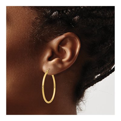 14K Yellow Gold 35mm Tube Hoop Earrings – view 4