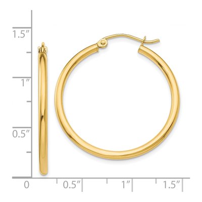 14K Yellow Gold 30mm Tube Hoop Earrings – view 5