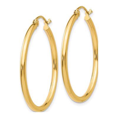 14K Yellow Gold 30mm Tube Hoop Earrings – view 3