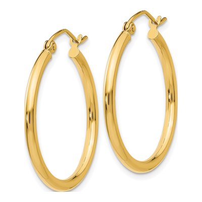 14K Yellow Gold 25mm Tube Hoop Earrings – view 3
