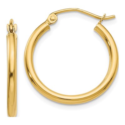 14K Yellow Gold 20mm Tube Hoop Earrings