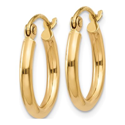 14K Yellow Gold 15mm Tube Hoop Earrings – view 3