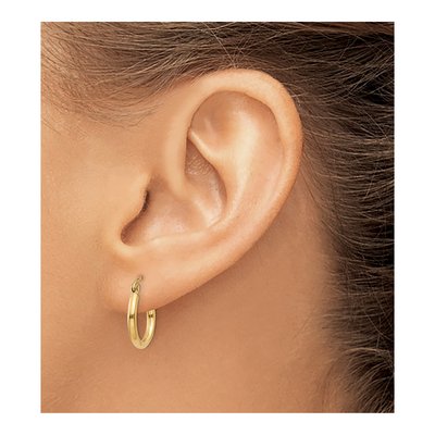 14K Yellow Gold 15mm Tube Hoop Earrings – view 4