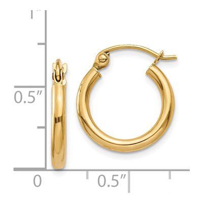 14K Yellow Gold 15mm Tube Hoop Earrings – view 5