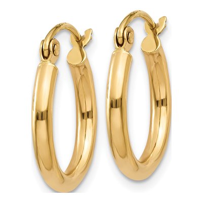 14K Yellow Gold 15mm Tube Hoop Earrings – view 3