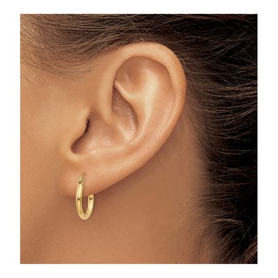 14K Yellow Gold 15mm Tube Hoop Earrings – view 4