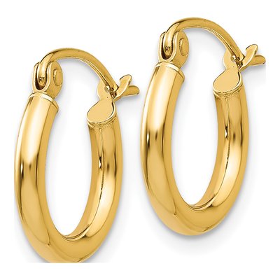 14K Yellow Gold 12mm Tube Hoop Earrings – view 3