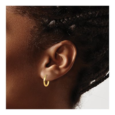 14K Yellow Gold 12mm Tube Hoop Earrings – view 4