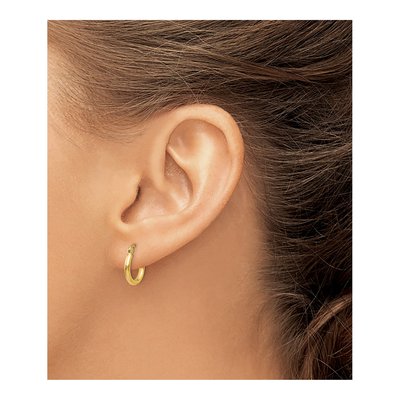 14K Yellow Gold 12mm Tube Hoop Earrings – view 4