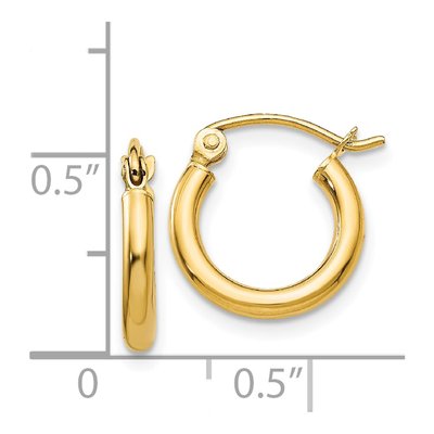 14K Yellow Gold 12mm Tube Hoop Earrings – view 5