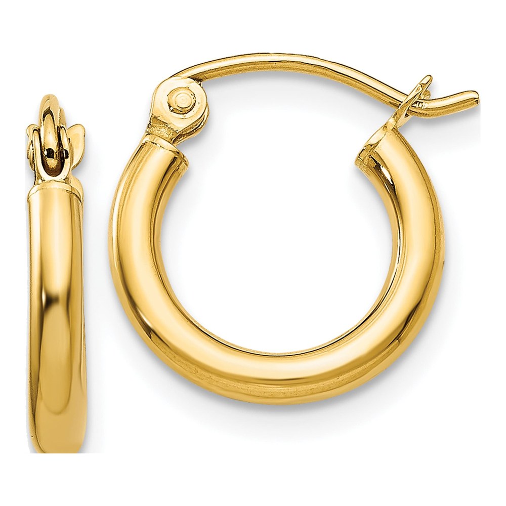14K Yellow Gold Lightweight Tube Hoop Earrings