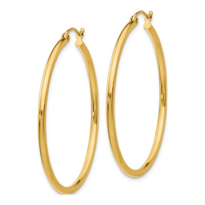 14K Yellow Gold 40mm Tube Hoop Earrings – view 3